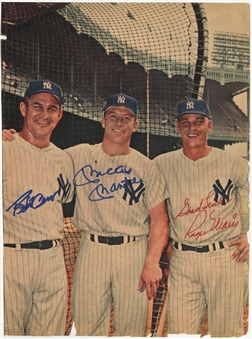 Mickey Mantle, Roger Maris, and Bob Cerv Multi-Signed Newspaper Photograph - All Graded 10 (PSA/DNA 10)